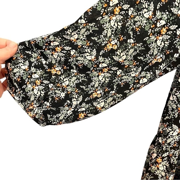 Banana Republic Dark Ditsy Floral Floaty Tiered Dress with Three Quarter Sleeves - Picture 5 of 16